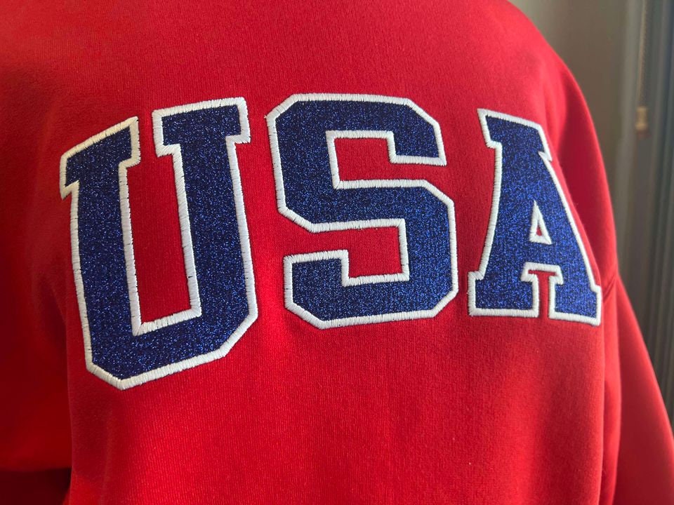 USA Glitter & Embroidered Crewneck