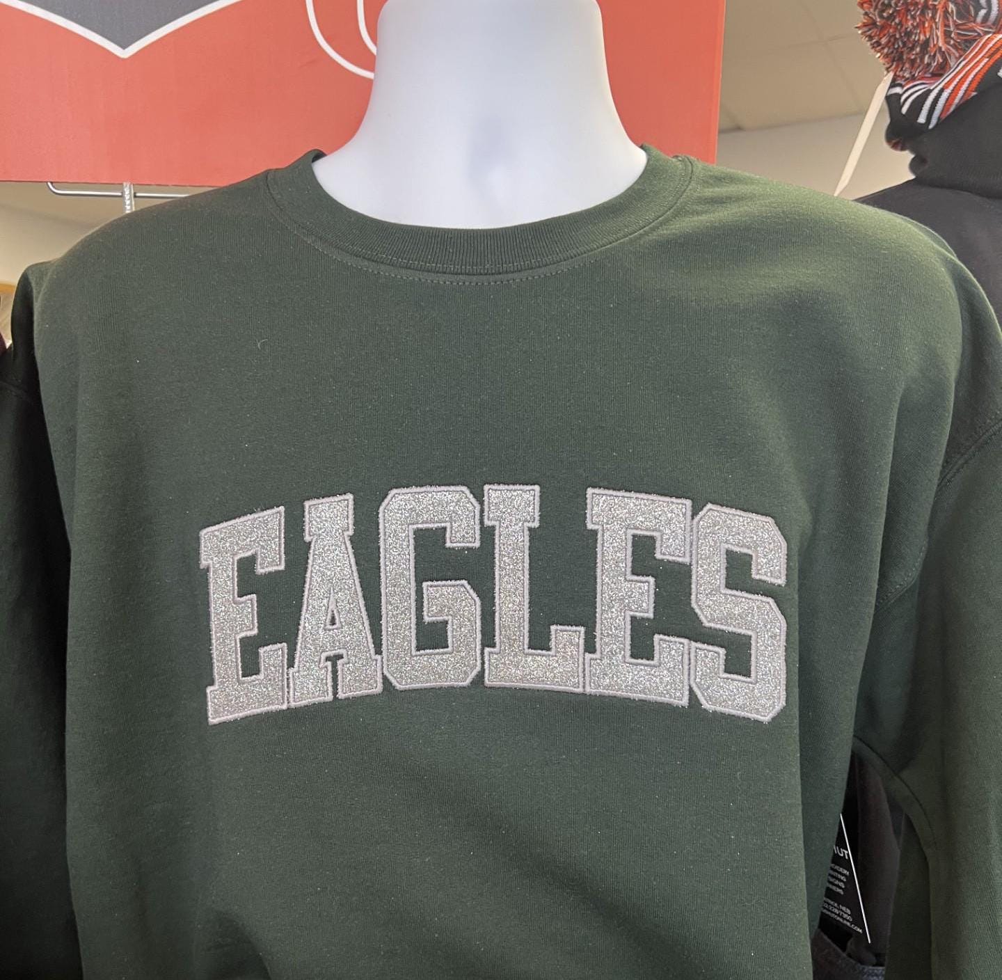 Eagles Glitter & Embroidered Crewneck