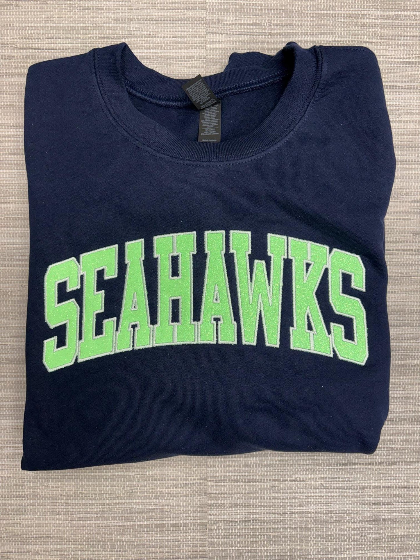 Seahawks Glitter & Embroidered Crewneck