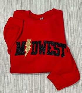 Midwest Glitter & Embroided Crewneck