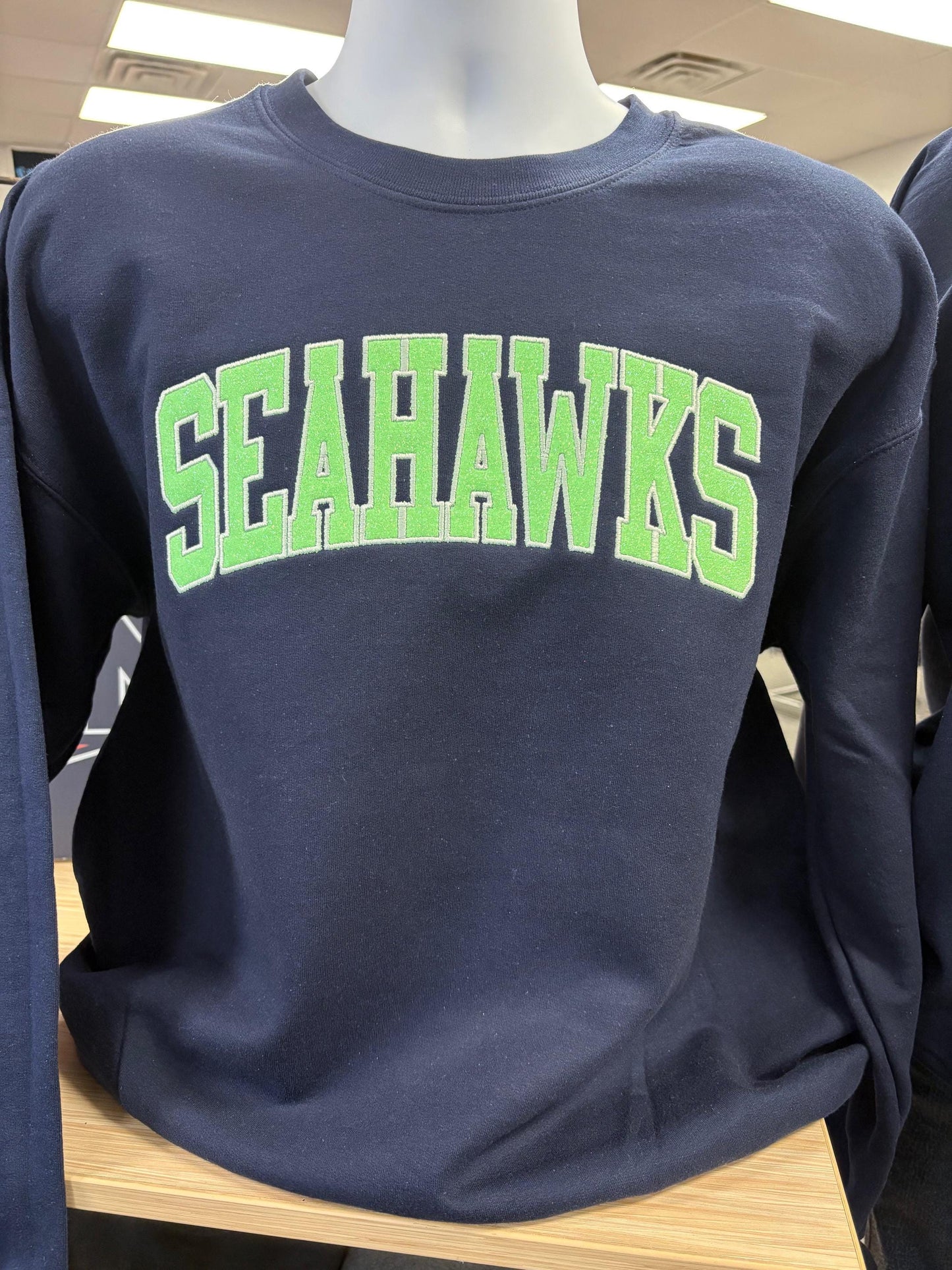Seahawks Glitter & Embroidered Crewneck