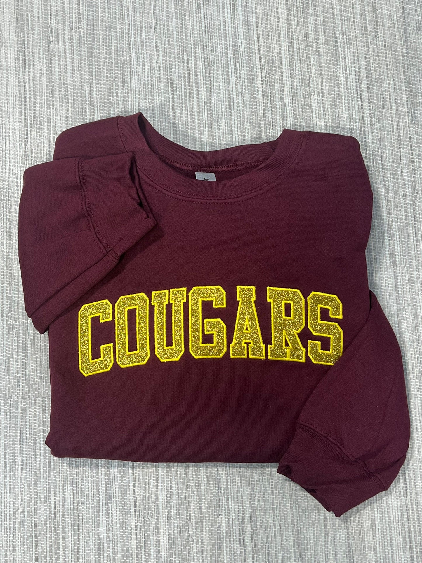 Cougars Glitter & Embroidered Crewneck