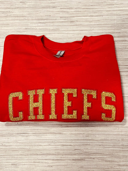 Chiefs Glitter & Embroidered Crewneck