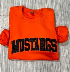 Mustangs Glitter & Embroidered Crewneck