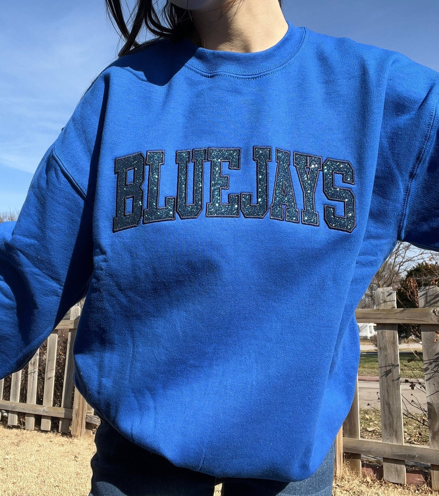 Blue Jays Glitter & Embroidered Crewneck