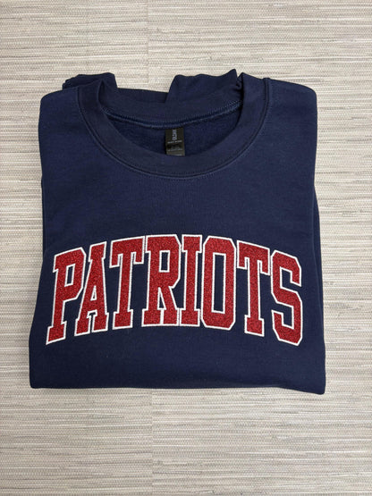 Patriots Glitter & Embroidered Crewneck