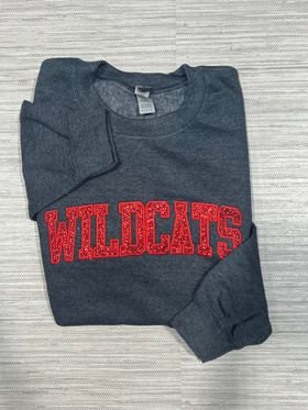 Wildcats Glitter & Embroidered Crewneck