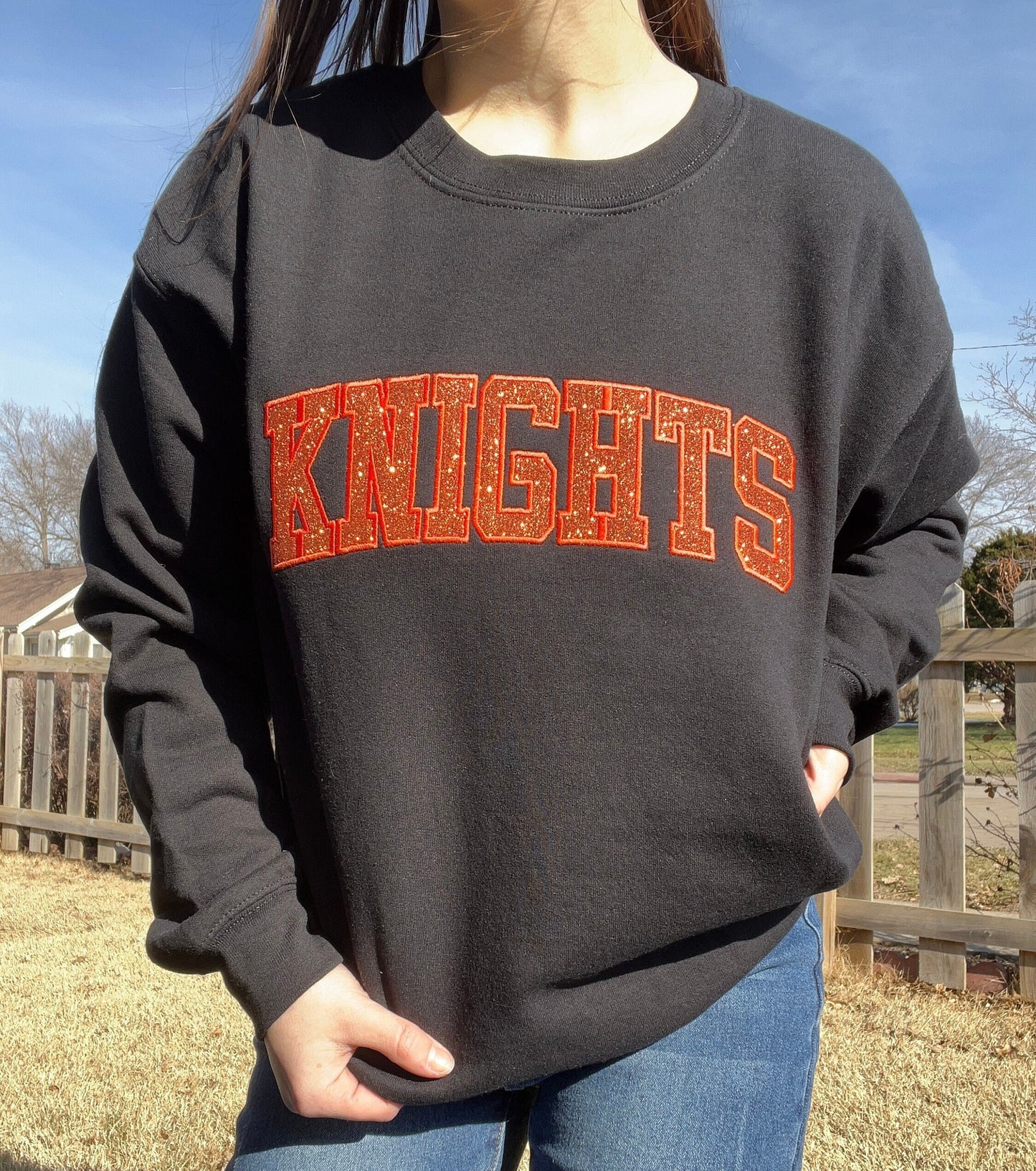 Knights Glitter & Embroidered Crewneck