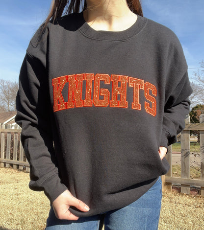 Knights Glitter & Embroidered Crewneck