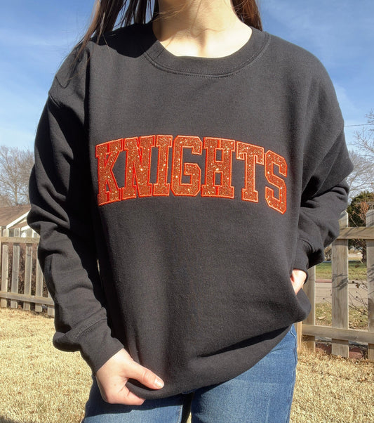 Knights Glitter & Embroidered Crewneck